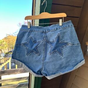 PacSun Blue Star-Accent Jean Shorts